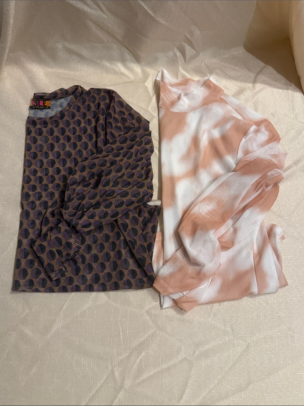 Two Women's Tops - Patterned Knit & Pink Tie-Dye Blouse